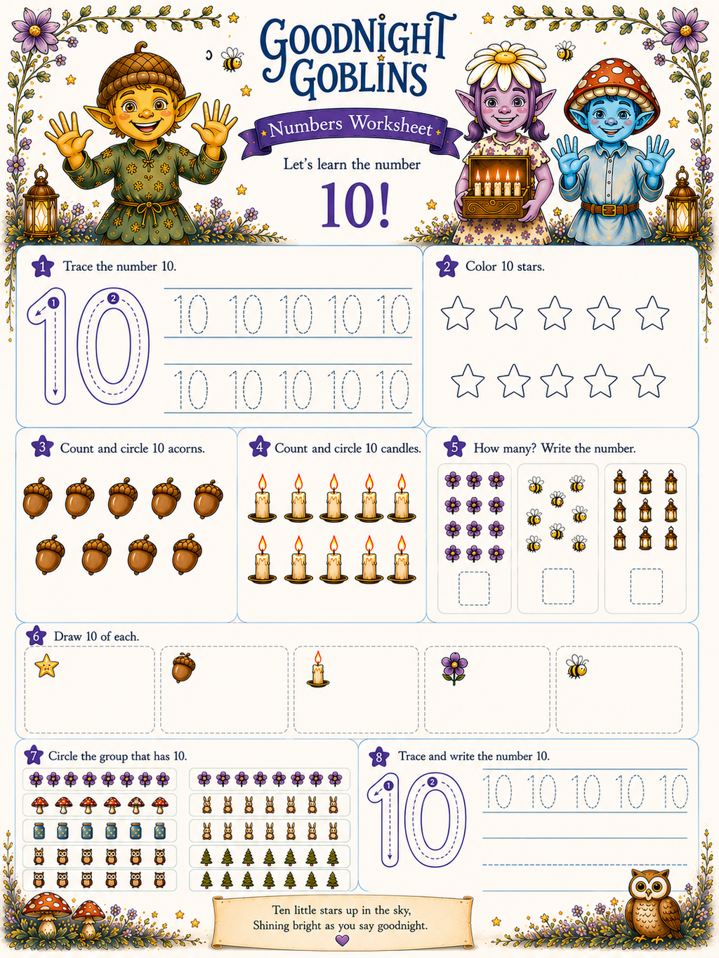 Free Numbers Sampler — Count with the Goodnight Goblins (Printable PDF)